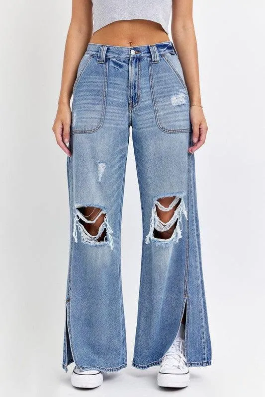 High Rise Carpenter Wide Leg with Front Slits