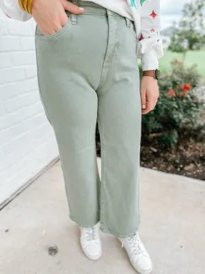 High Rise Olive Denim