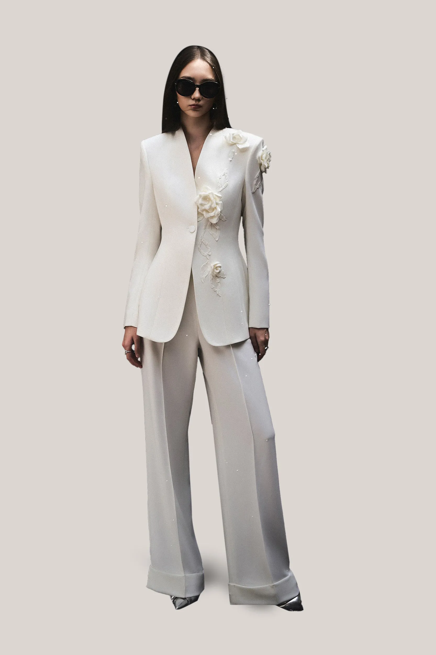 HOBB • Bianca Straight Ribbed Twill Floor Length Pants