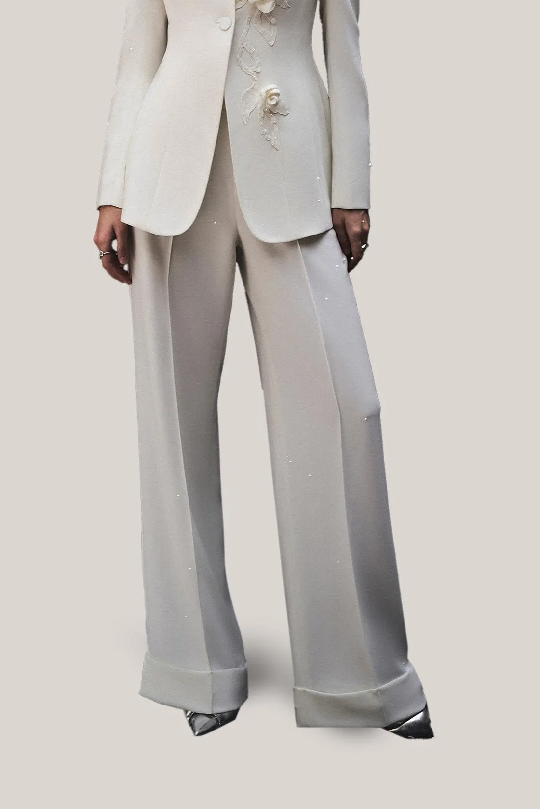 HOBB • Bianca Straight Ribbed Twill Floor Length Pants