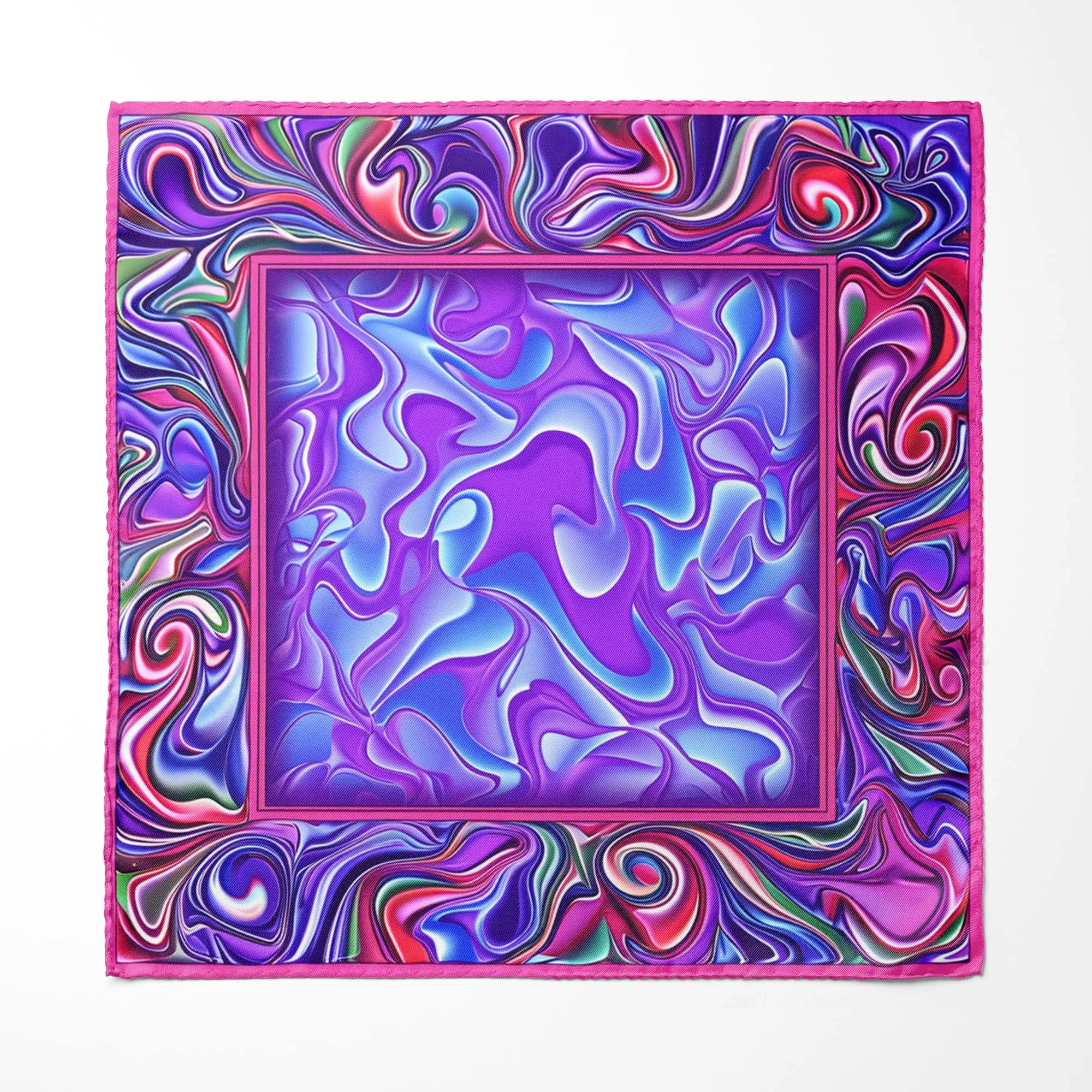 HOLOGRAPHIC IN NEON SILK POCKET SQUARE