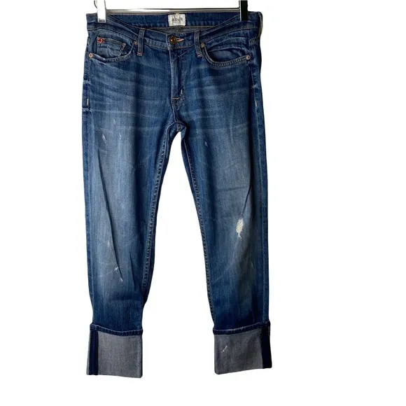 Hudson Jeans Muse Crop Skinny Cuff W/5 Distressed Mid Rise Jeans in Indi size 27