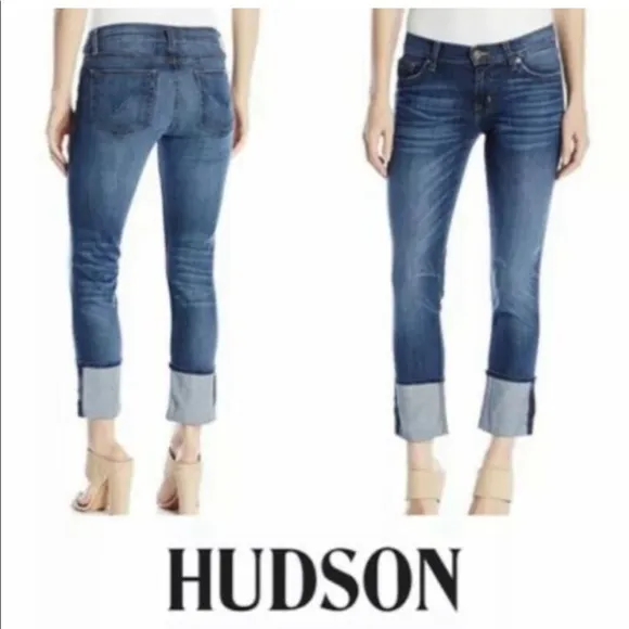 Hudson Jeans Muse Crop Skinny Cuff W/5 Distressed Mid Rise Jeans in Indi size 27
