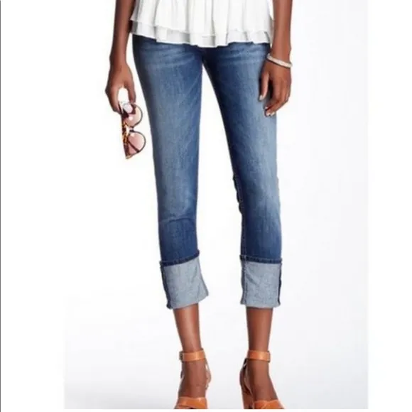 Hudson Jeans Muse Crop Skinny Cuff W/5 Distressed Mid Rise Jeans in Indi size 27