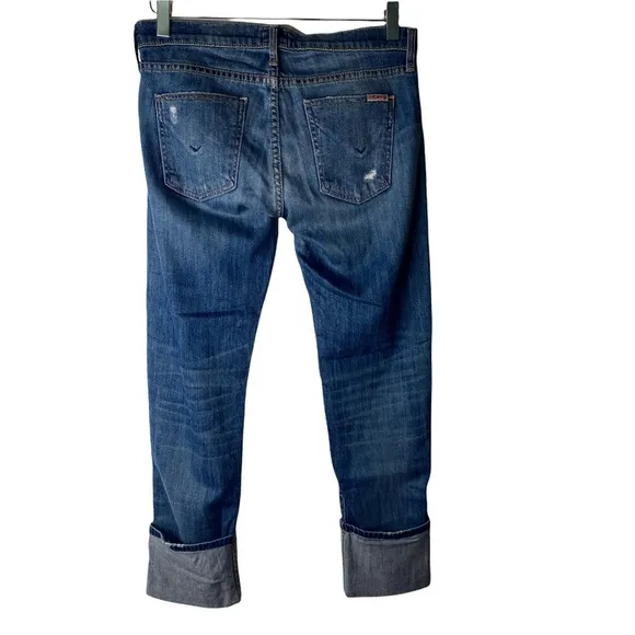 Hudson Jeans Muse Crop Skinny Cuff W/5 Distressed Mid Rise Jeans in Indi size 27