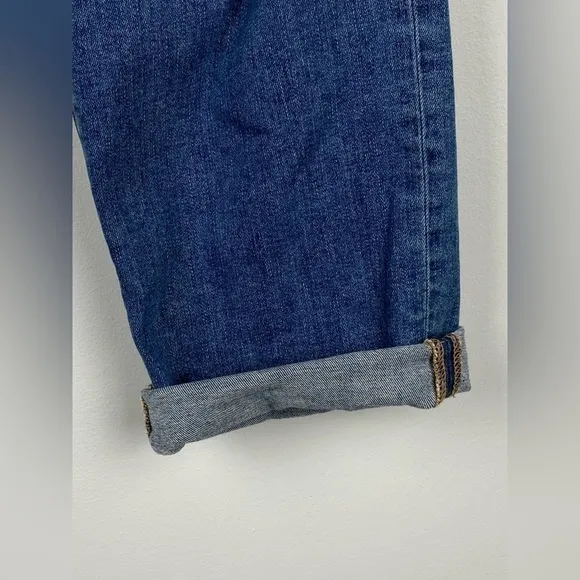 Hudson Jeans Nico Mid-Rise Straight Ankle w/ Rolled Hem, Med Wash, Size 30
