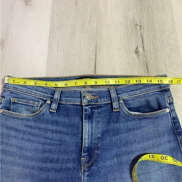 Hudson Jeans Nico Mid-Rise Straight Ankle w/ Rolled Hem, Med Wash, Size 30