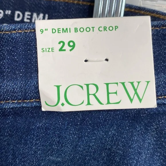 J. Crew Demi Boot Crop Jeans in Dark Worn Wash Raw Hem Casual Size 29