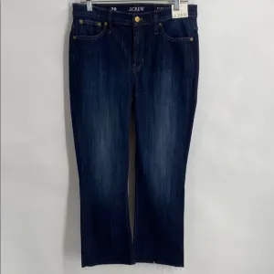J. Crew Demi Boot Crop Jeans in Dark Worn Wash Raw Hem Casual Size 29