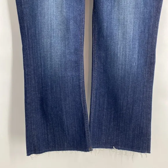 J. Crew Demi Boot Crop Jeans in Dark Worn Wash Raw Hem Casual Size 29