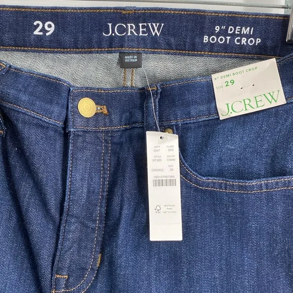 J. Crew Demi Boot Crop Jeans in Dark Worn Wash Raw Hem Casual Size 29