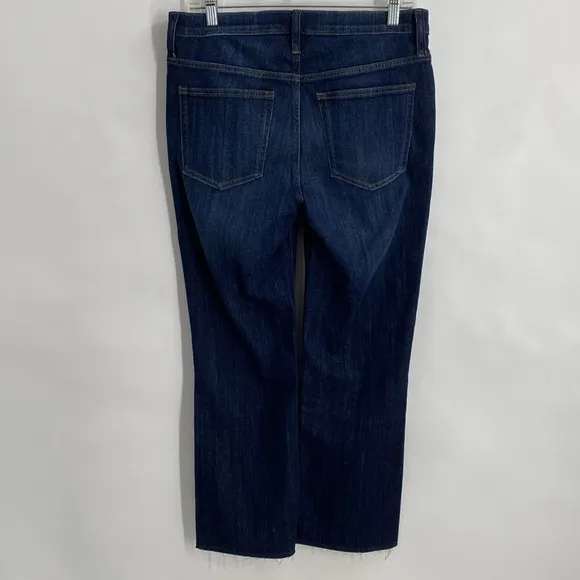 J. Crew Demi Boot Crop Jeans in Dark Worn Wash Raw Hem Casual Size 29