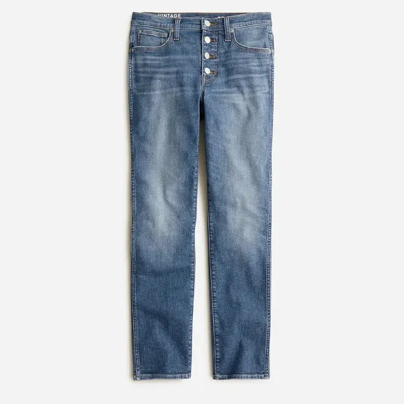 J CREW SLIM STRAIGHT LEG LODGE WASH BUTTON FLY JEANS NWT SZ 32