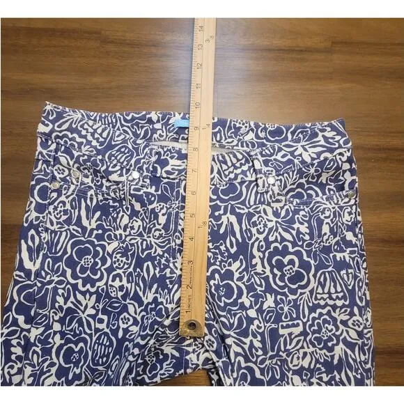 J McLaughlin Lexi Slim Stretch Jeans Womens Size 2 Blue White Floral Print NWOT