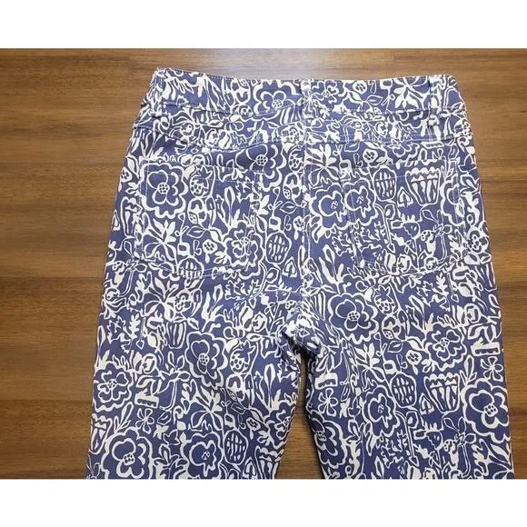 J McLaughlin Lexi Slim Stretch Jeans Womens Size 2 Blue White Floral Print NWOT