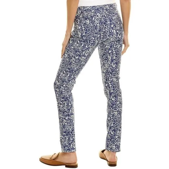J McLaughlin Lexi Slim Stretch Jeans Womens Size 2 Blue White Floral Print NWOT