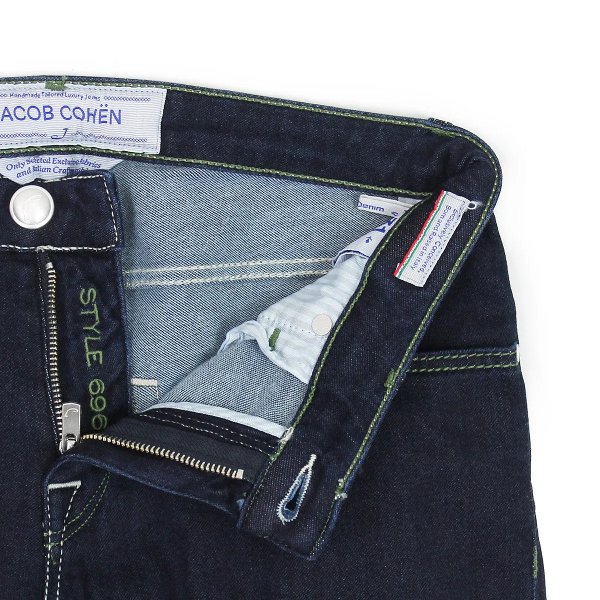 Jacob Cohen - J696 Comf Green Badge Jeans in Dark Wash