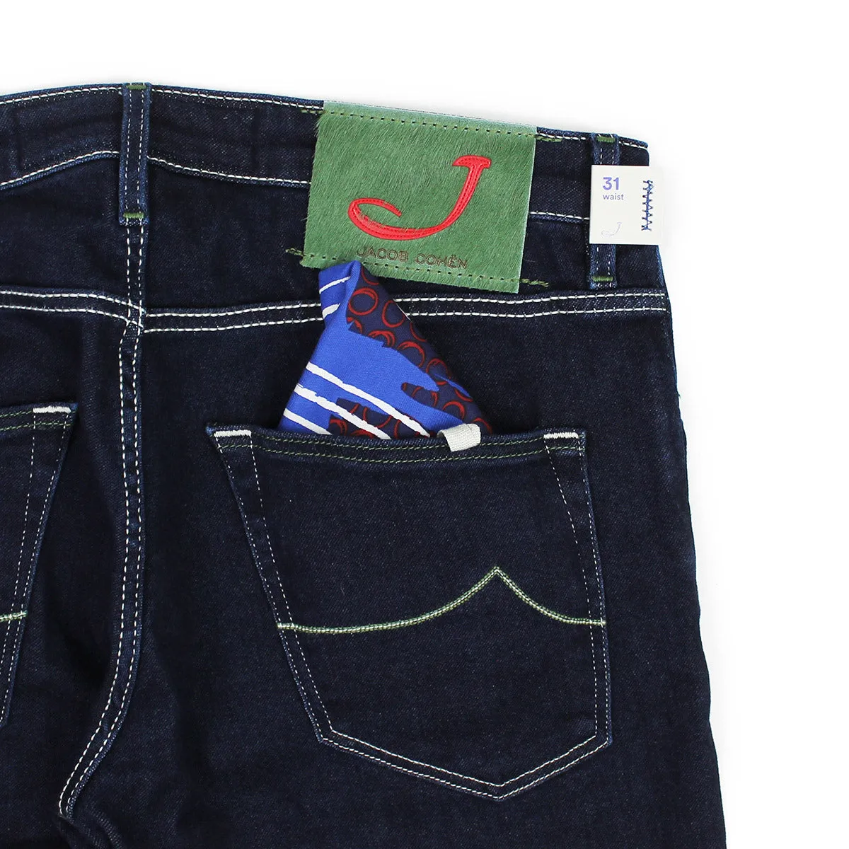 Jacob Cohen - J696 Comf Green Badge Jeans in Dark Wash