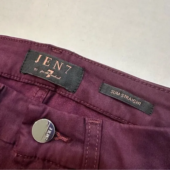Jen7 7 For All Mankind Purple Slim Straight Jeans Size 0