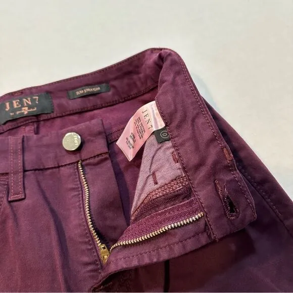 Jen7 7 For All Mankind Purple Slim Straight Jeans Size 0