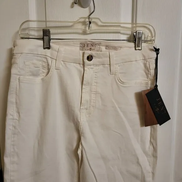 JEN7 BY 7 FOR ALL MANKIND Womens Skinny Cropped Cropped Jeans In White Sz 14 NWT