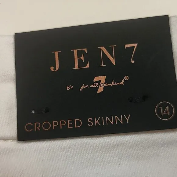 JEN7 BY 7 FOR ALL MANKIND Womens Skinny Cropped Cropped Jeans In White Sz 14 NWT
