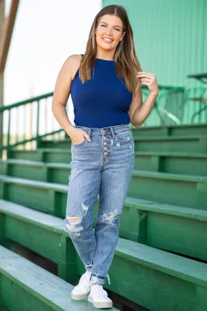 Judy Blue Button Fly Boyfriend Fit Jeans