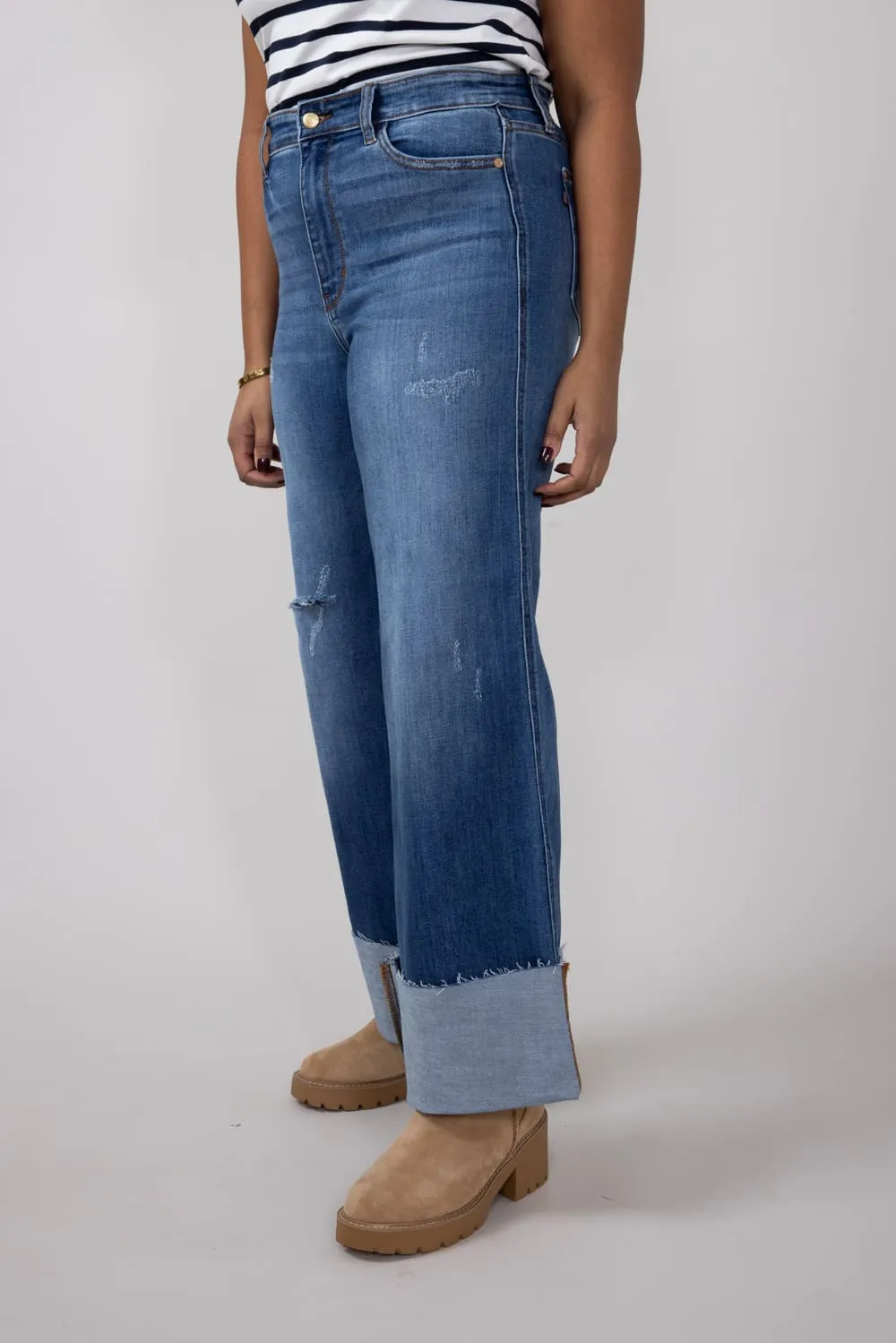 Judy Blue High-Rise Medium Wash Retro Wide Leg Jeans for Women | 82636REG