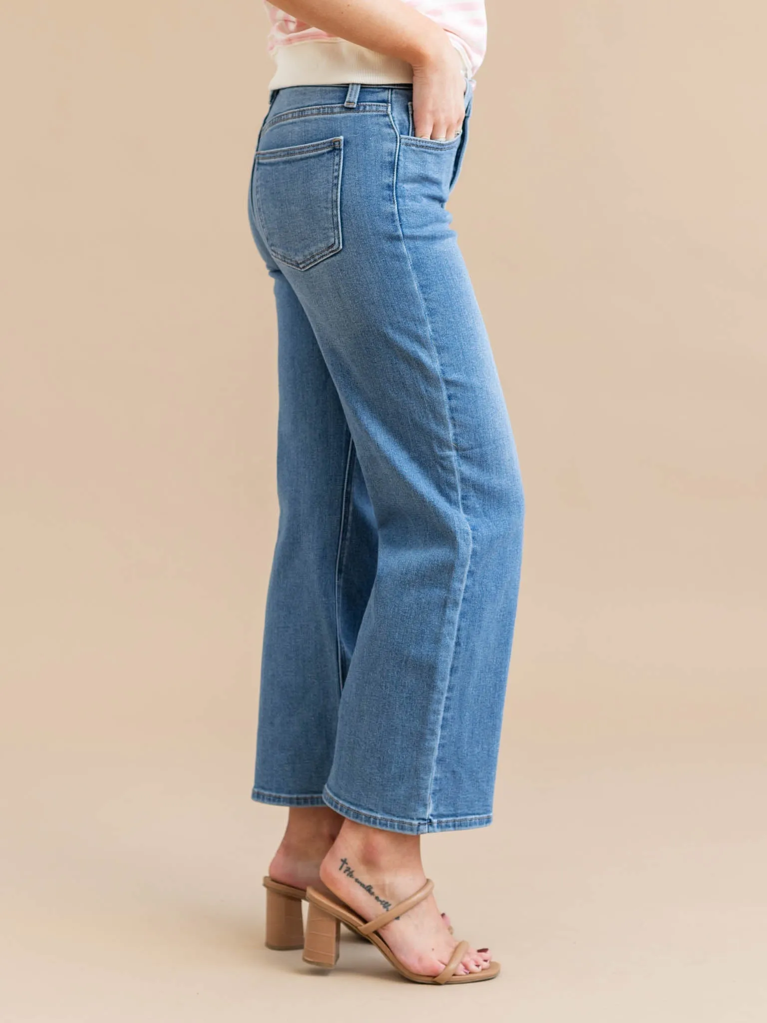 Just Black Medium Denim Slim Wide Leg