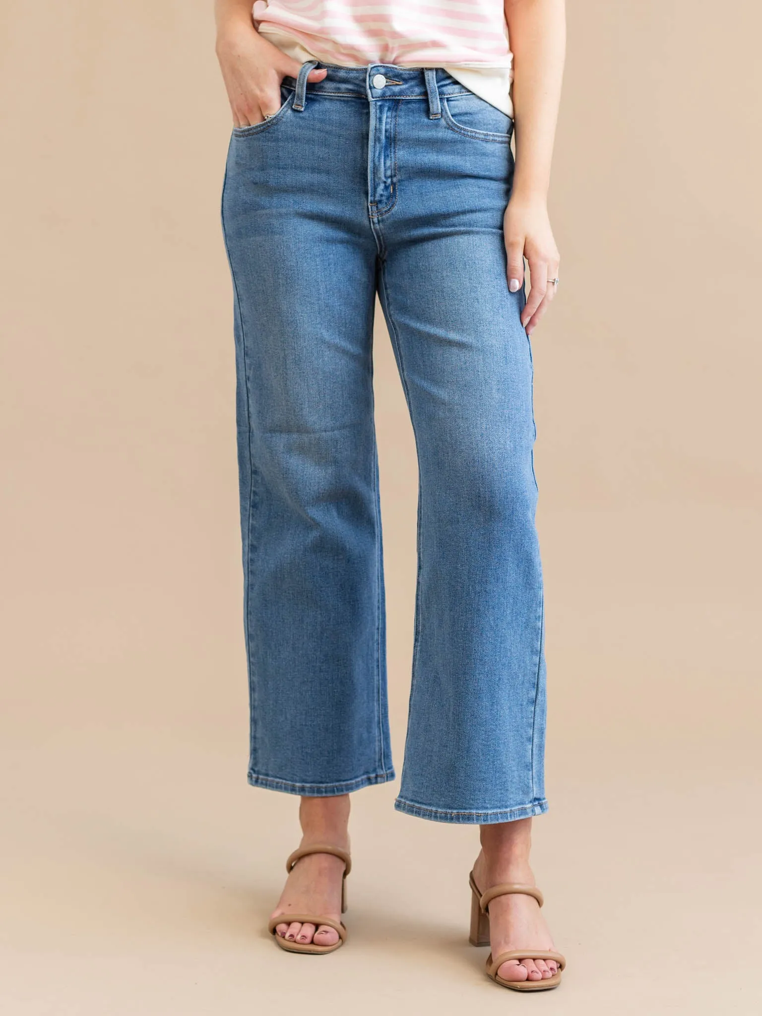 Just Black Medium Denim Slim Wide Leg