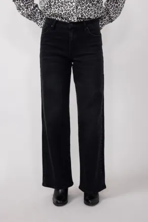 KanCan High Rise Wide Leg Clean Hem Jeans for Women in Black | KC70085BK