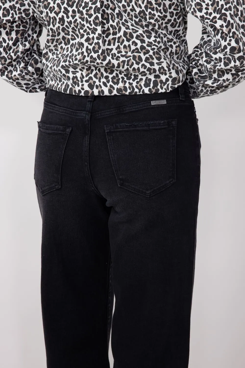 KanCan High Rise Wide Leg Clean Hem Jeans for Women in Black | KC70085BK