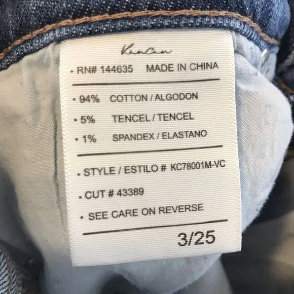 KanCan Womens Tina High Rise Slim Straight Jeans Size 3/25 Distressed Blue Denim