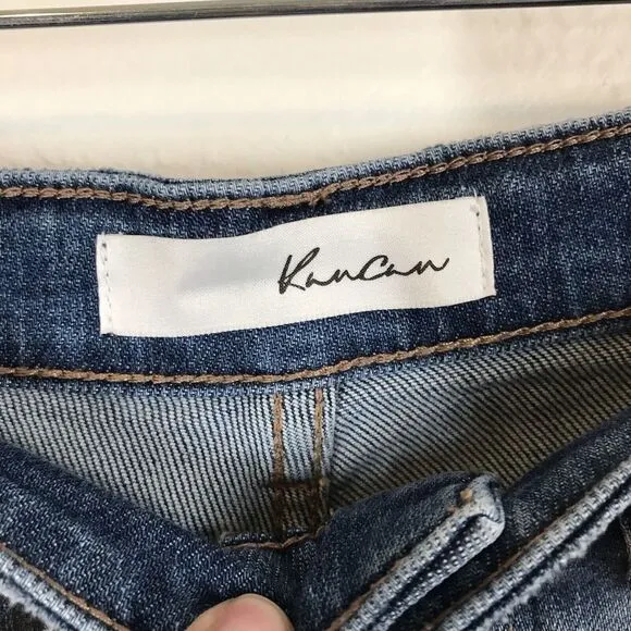 KanCan Womens Tina High Rise Slim Straight Jeans Size 3/25 Distressed Blue Denim