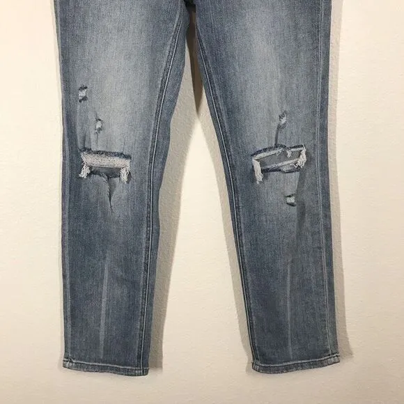 KanCan Womens Tina High Rise Slim Straight Jeans Size 3/25 Distressed Blue Denim