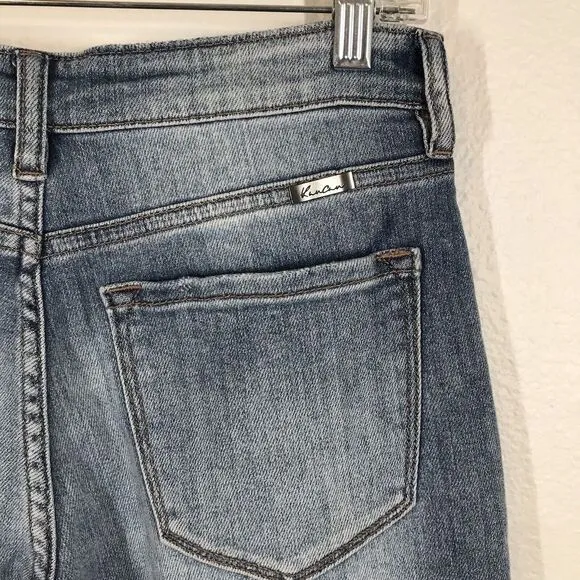 KanCan Womens Tina High Rise Slim Straight Jeans Size 3/25 Distressed Blue Denim