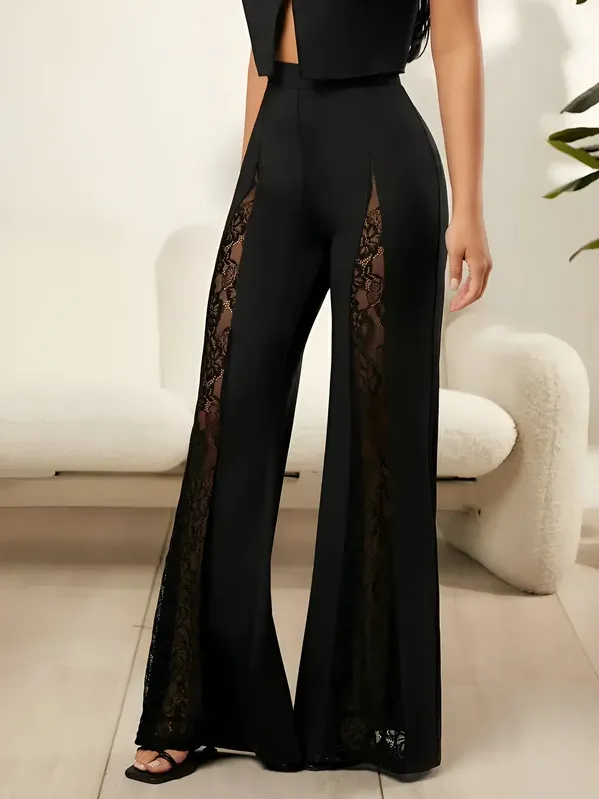 Karel - elegant flare jeans with lace applications