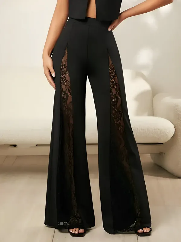 Karel - elegant flare jeans with lace applications