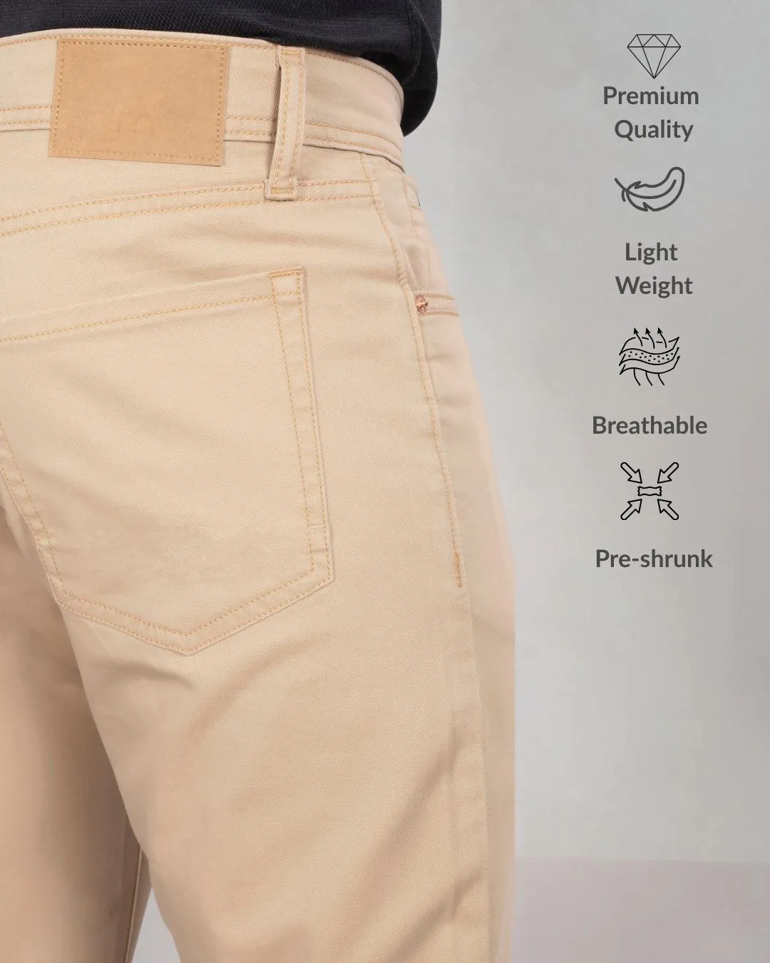 Khaki Cotton Stretch Jeanos