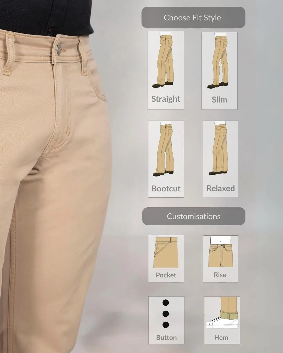 Khaki Cotton Stretch Jeanos