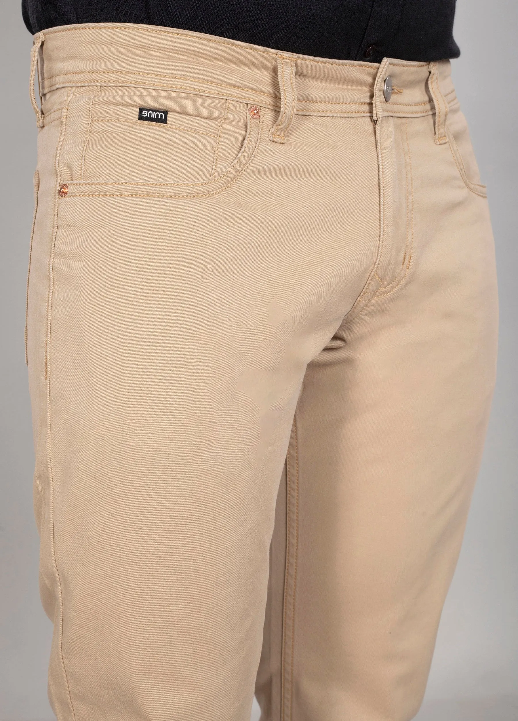 Khaki Cotton Stretch Jeanos
