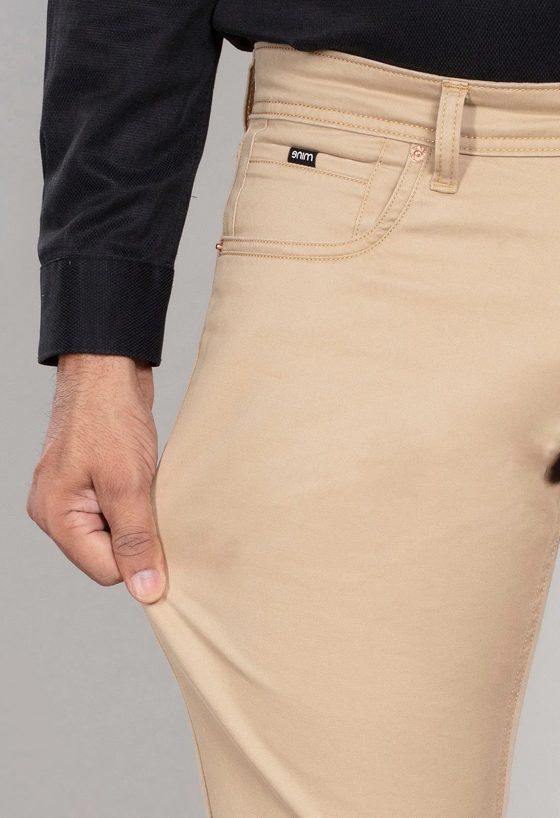 Khaki Cotton Stretch Jeanos
