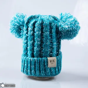 KIDS  DOUBLE POM Toque - Blue/White Confetti