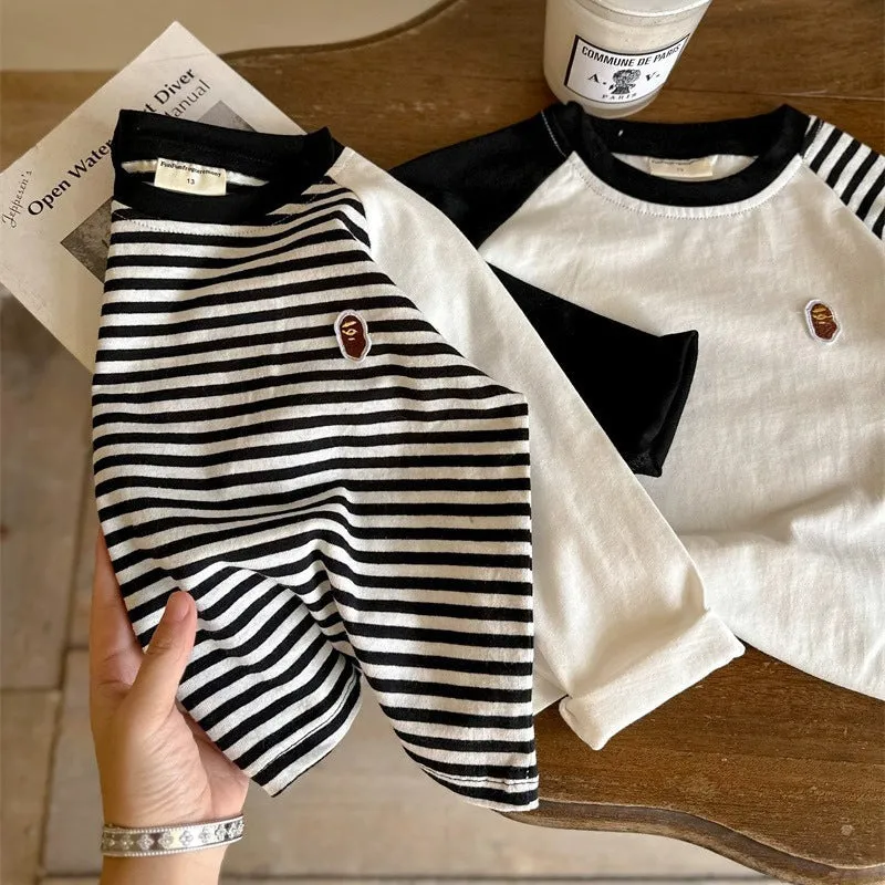 Kids’ Striped Cotton T-Shirt – Spring Long Sleeve Top