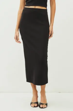 Knitted High Rise Midi Skirt