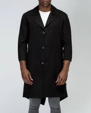 Konus Men's 3/4 Sleeve  Fish Tail Coat in Black by Shop at Konus