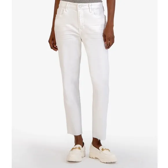 Kut from the Kloth White Reese fab ab ankle straight leg high-rise size 2