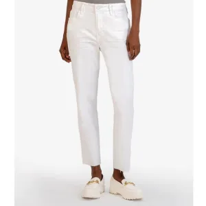 Kut from the Kloth White Reese fab ab ankle straight leg high-rise size 2