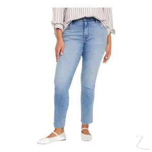 Ladies High Rise Super Strong Slightly Stretchy Slim Fit Denim Jeans With Cropped Hem | Plain | "Samina"