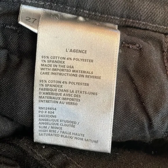 L’AGENCE Angelique High Rise French Slim Jeans Size 27
